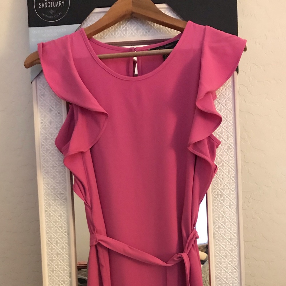 Flutter sleeve pink Banana Republic dress.